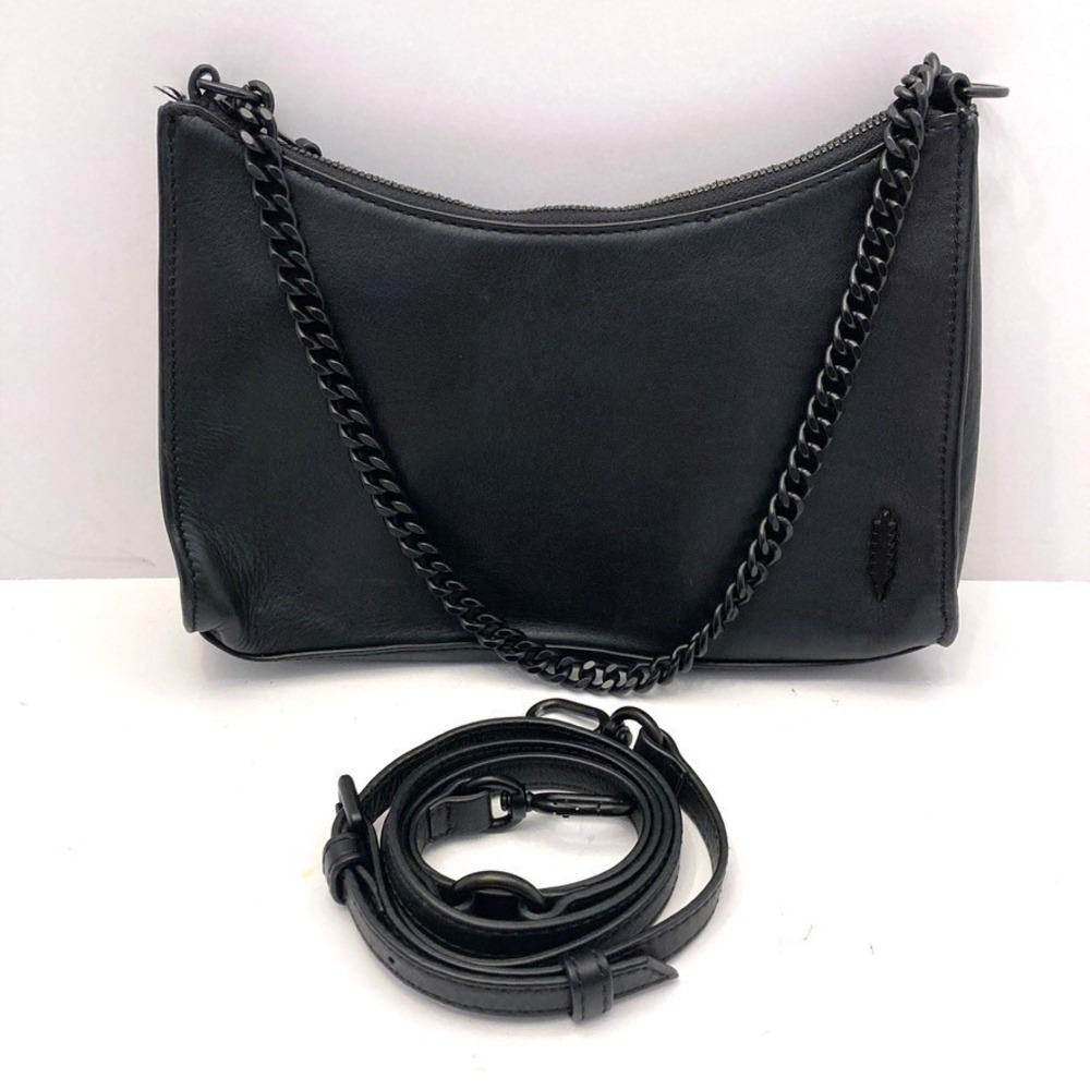 Thacker Handbag Black Leather Chain Handle Crossbody Strap Small‎ Convertible
